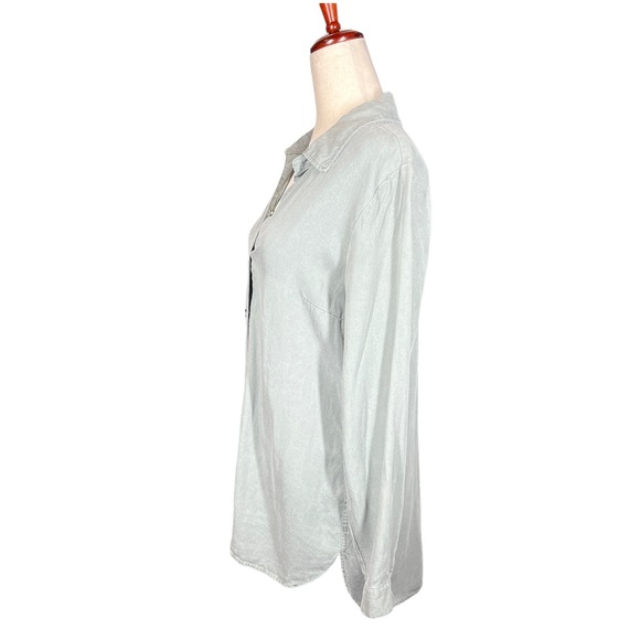 Soft Surroundings Green Long Sleeve Button Down Shirt Dress S Lyocell Soft Comfy - Picture 2 of 11